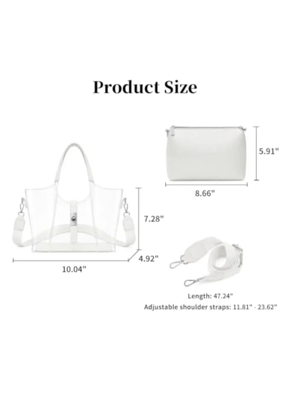 Clear Stadium Approved Tote Bag with Detachable Strap for Concerts, Sports,